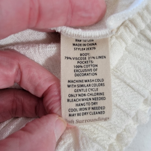 Soft Surroundings Mirage Embroidered Wide Leg Pants Cream With Red Trim Size Med - Picture 9 of 13